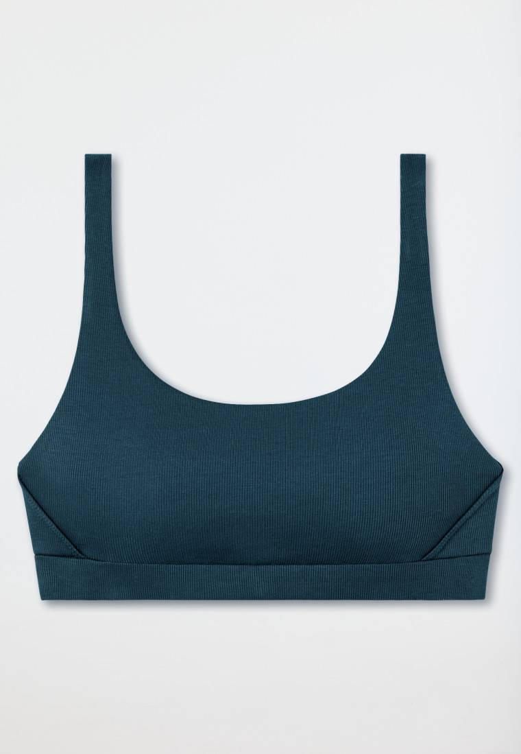 Schiesser Bustier Doppelripp Organic Cotton Jeansblau - Pure Rib