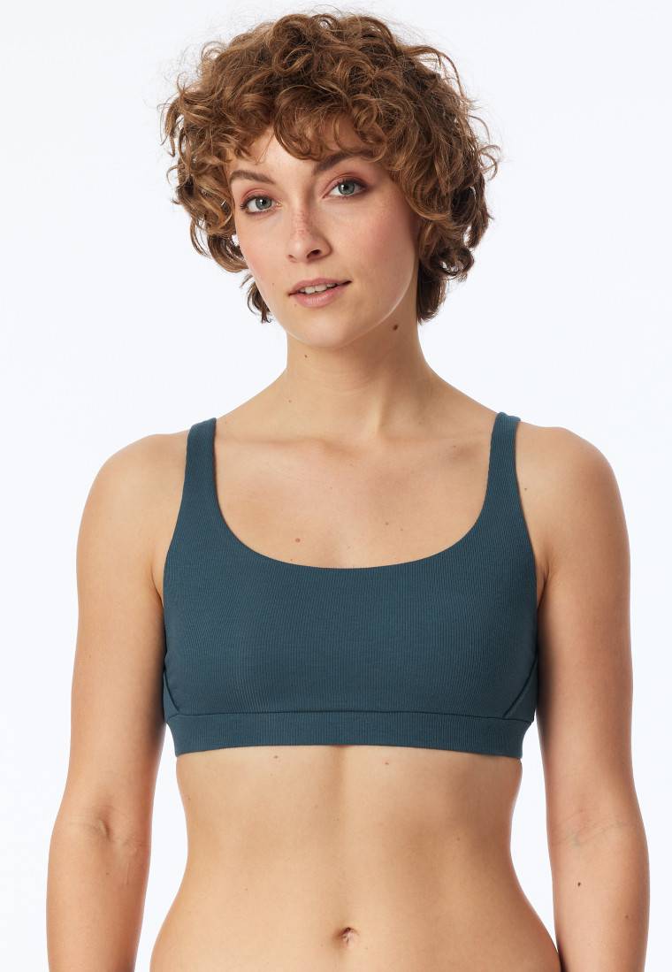Schiesser Bustier Doppelripp Organic Cotton Jeansblau - Pure Rib