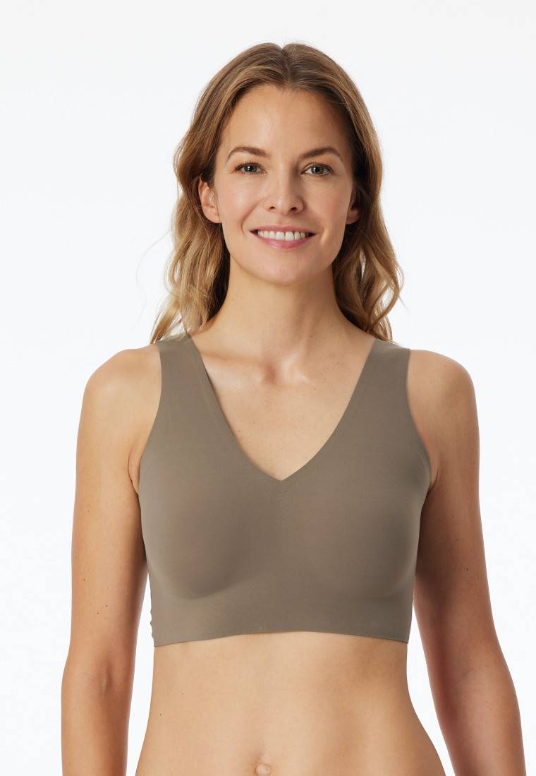 Schiesser Bustier Mikrofaser Herausnehmbare Pads Taupe - Invisible Soft