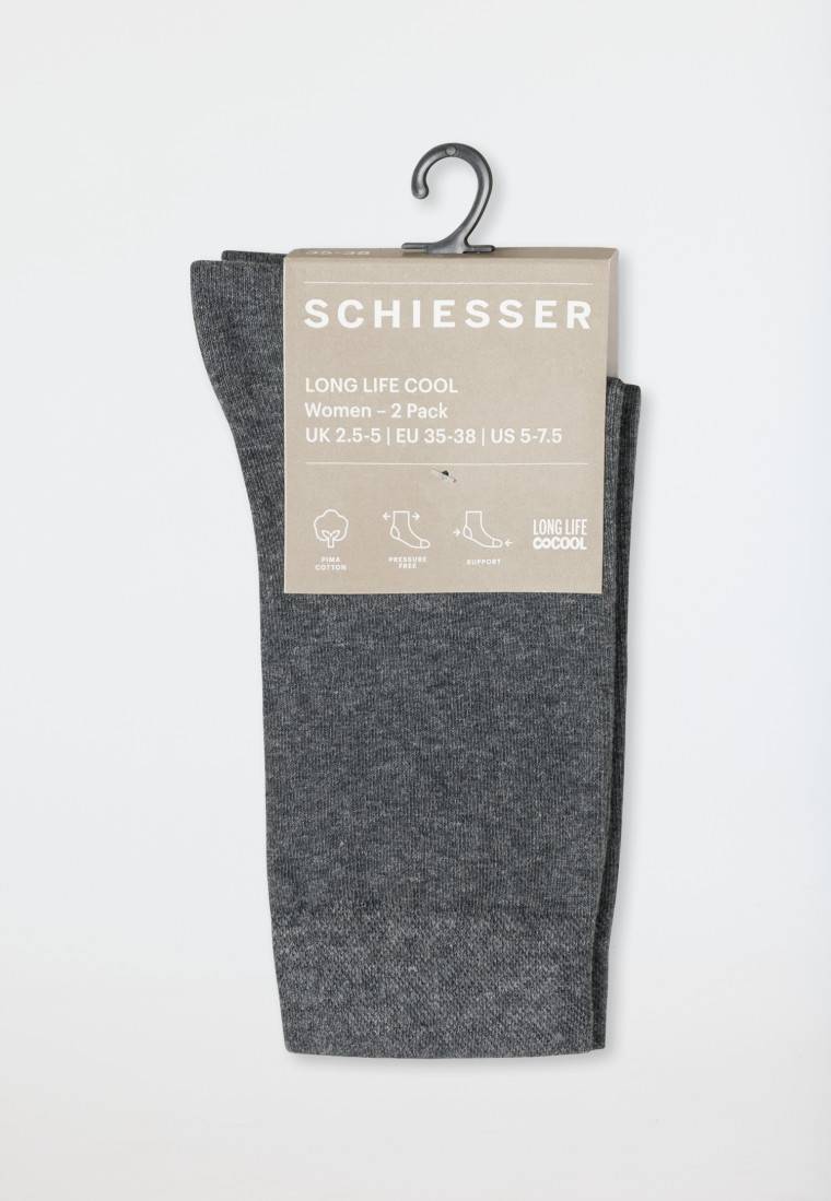 Schiesser Damensocken 2er-Pack Anthrazit Meliert - Long Life Cool