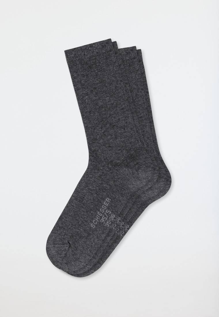 Schiesser Damensocken 2er-Pack Organic Cotton Grau-meliert - 95/5