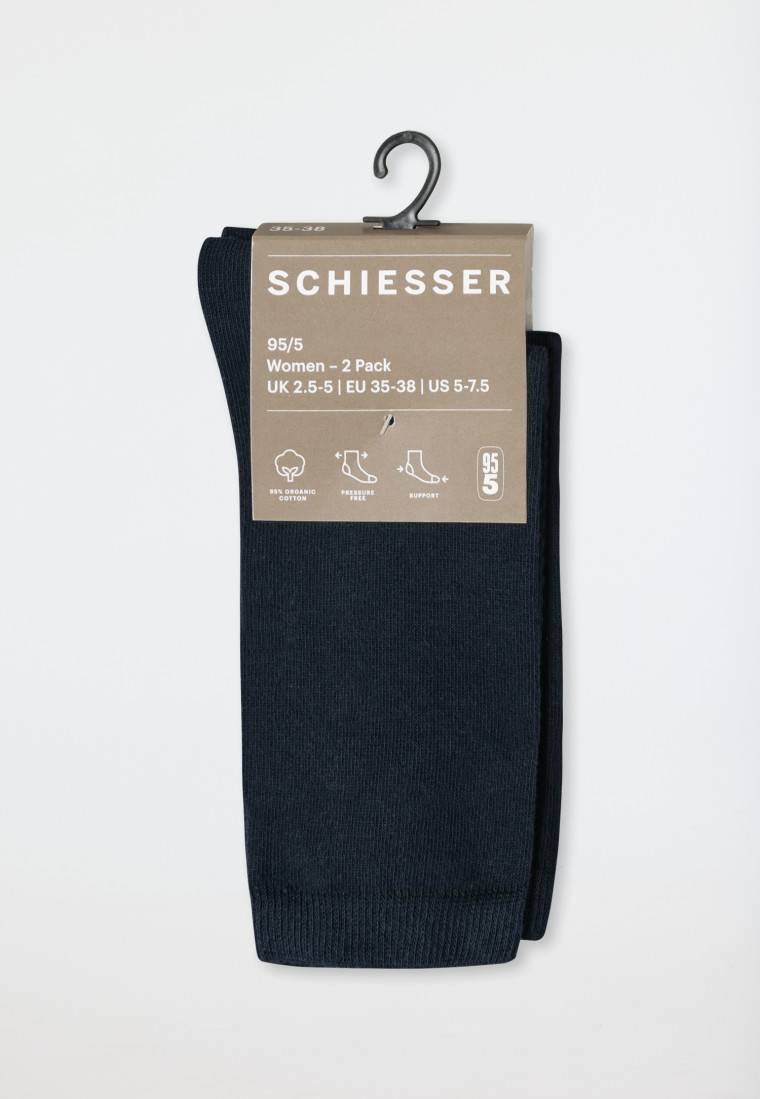 Schiesser Damensocken 2er-Pack Organic Cotton Nachtblau - 95/5