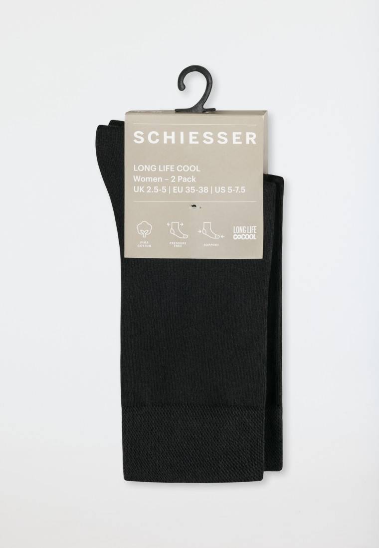 Schiesser Damensocken 2er-Pack Schwarz - Long Life Cool