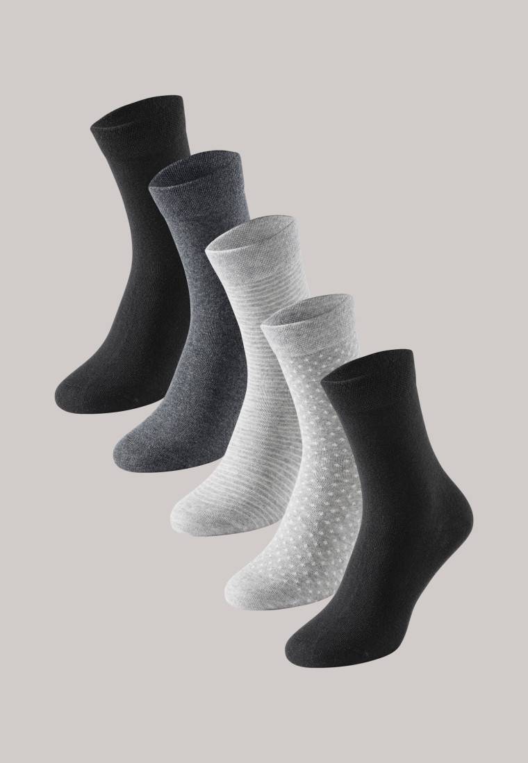 Schiesser Damensocken 5er-Pack Stay Fresh Gemustert Graumelange-schwarz - Bluebird