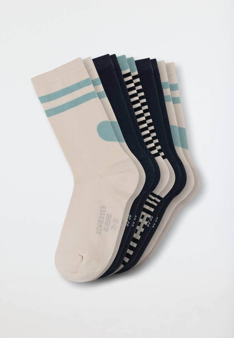 Schiesser Damensocken 5er-Pack Stay Fresh Uni/gemustert Mehfarbig - Bluebird