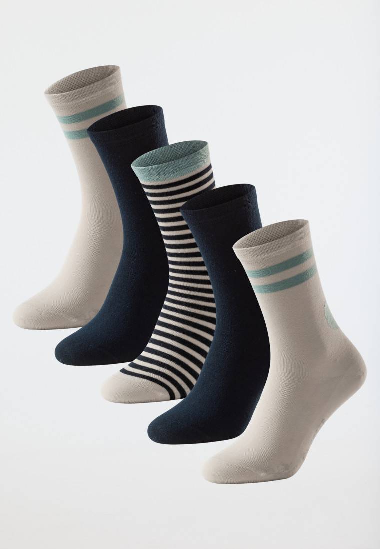 Schiesser Damensocken 5er-Pack stay fresh uni/gemustert mehfarbig - Bluebird