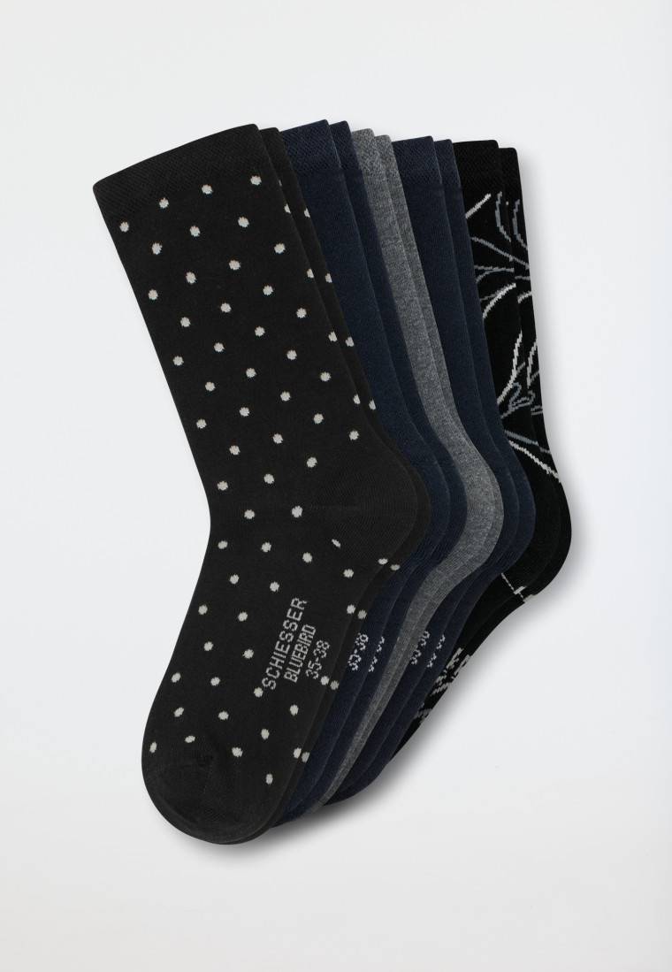 Schiesser Damensocken 5er-Pack Stay Fresh Uni/gemustert Mehfarbig - Bluebird