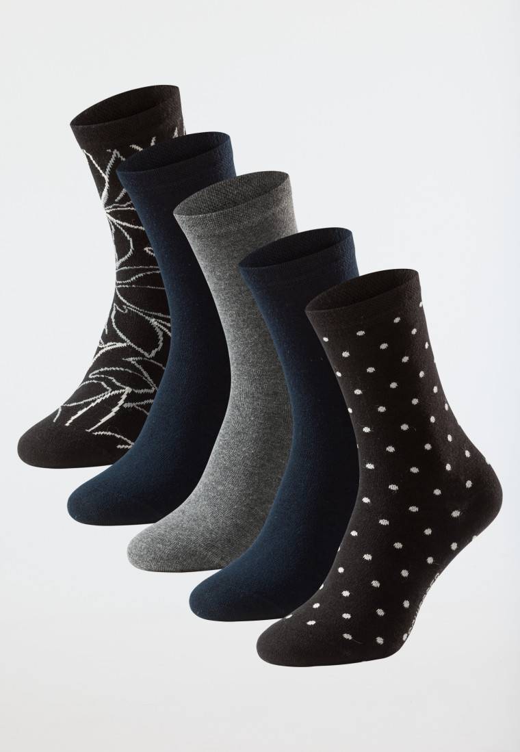 Schiesser Damensocken 5er-Pack stay fresh uni/gemustert mehfarbig - Bluebird
