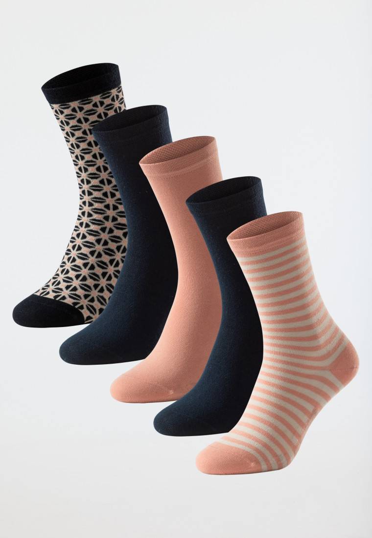 Schiesser Damensocken 5er-Pack stay fresh uni/gemustert mehfarbig - Bluebird