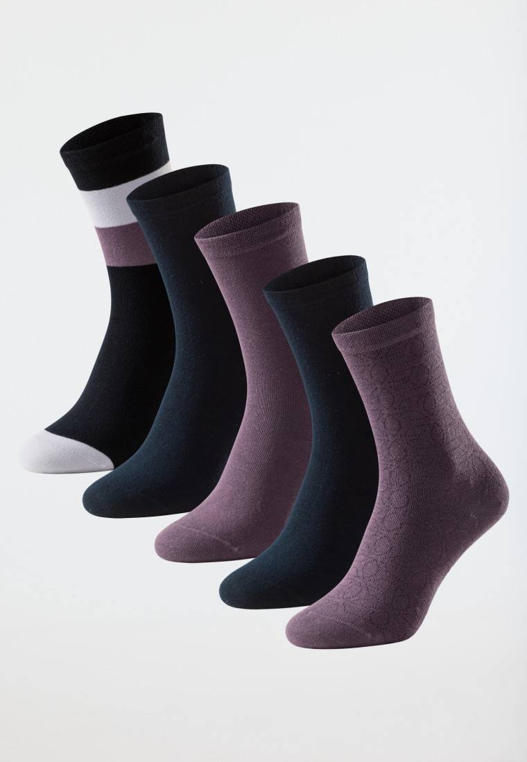 Schiesser Damensocken 5er-Pack stay fresh uni/gemustert mehfarbig - Bluebird