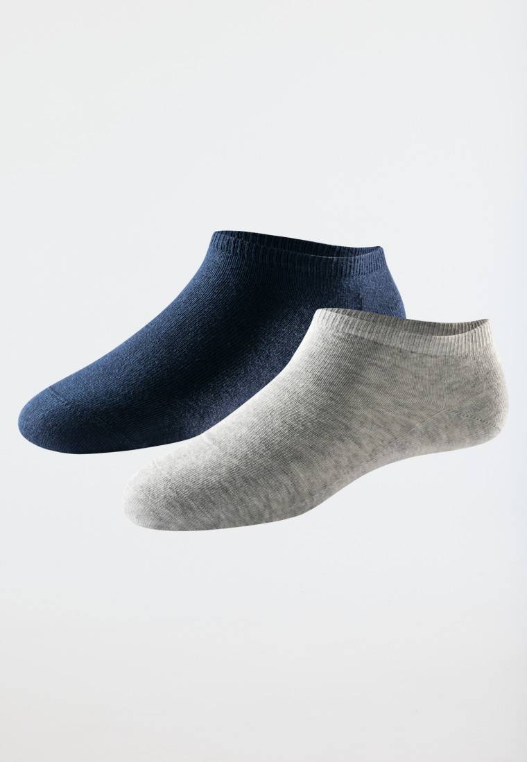 Schiesser Herrensneaker 2er-Pack Organic Cotton grau-meliert/dunkelblau - 95/5