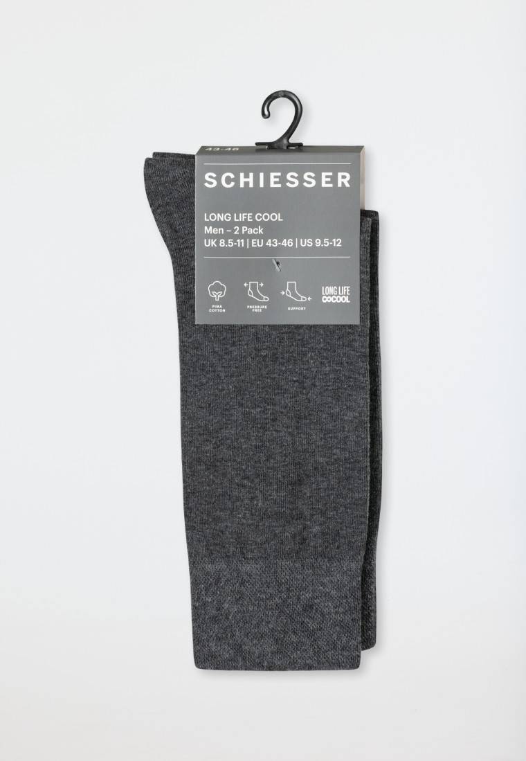 Schiesser Herrensocken 2er-Pack Anthrazit Melange - Long Life Cool