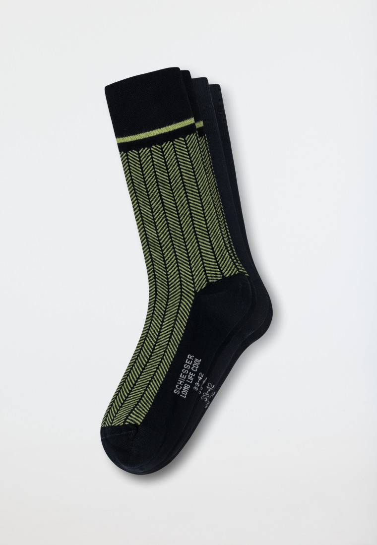 Schiesser Herrensocken 2er-Pack Nachtblau/ Grün - Long Life Cool