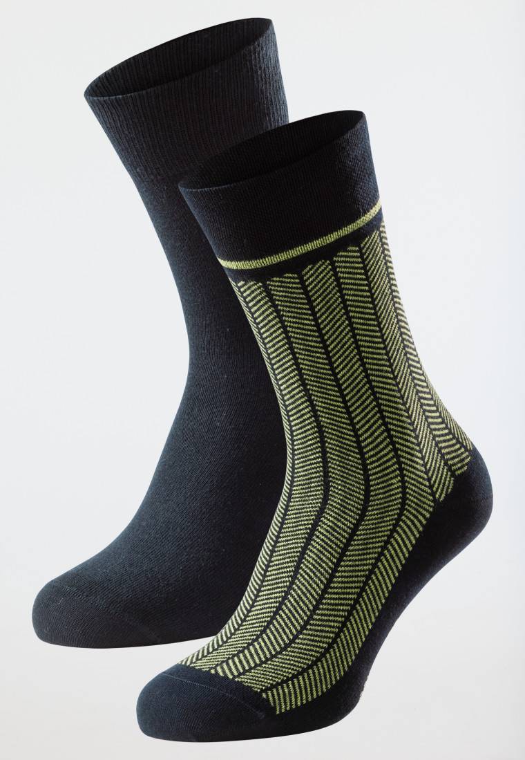 Schiesser Herrensocken 2er-Pack nachtblau/ grün - Long Life Cool