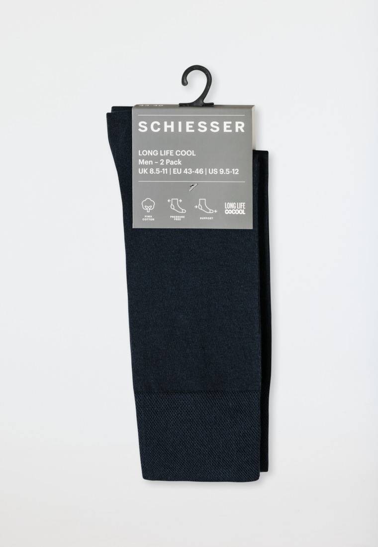 Schiesser Herrensocken 2er-Pack Nachtblau - Long Life Cool