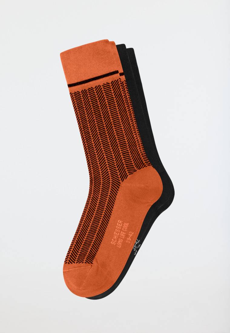 Schiesser Herrensocken 2er-Pack Nachtblau/ Orange - Long Life Cool