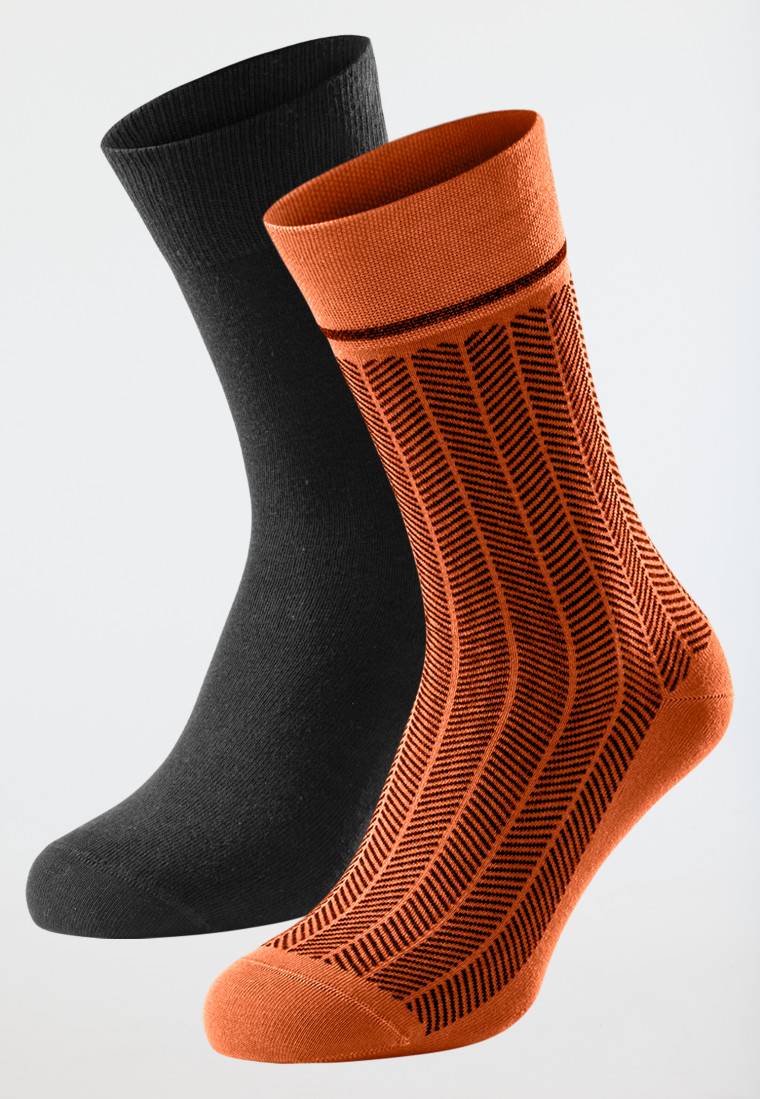 Schiesser Herrensocken 2er-Pack nachtblau/ orange - Long Life Cool