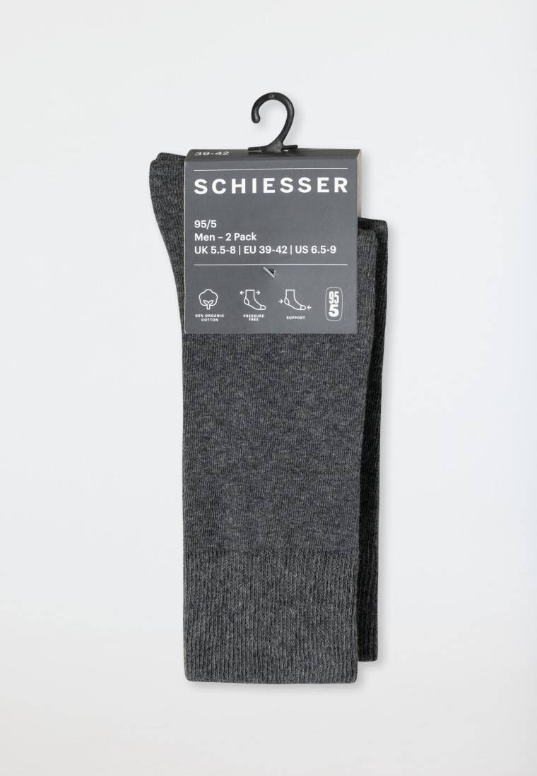 Schiesser Herrensocken 2er-Pack Organic Cotton Anthrazit-meliert - 95/5
