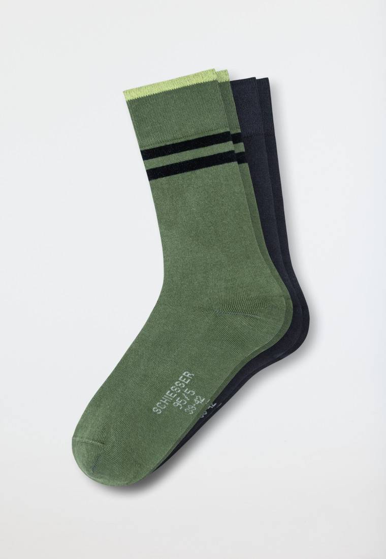 Schiesser Herrensocken 2er-Pack Organic Cotton Grün/jeansblau - 95/5