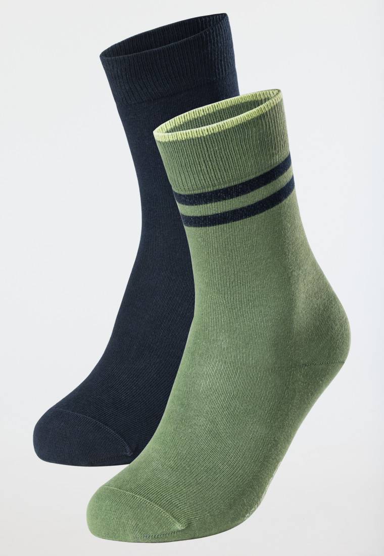 Schiesser Herrensocken 2er-Pack Organic Cotton grün/jeansblau - 95/5