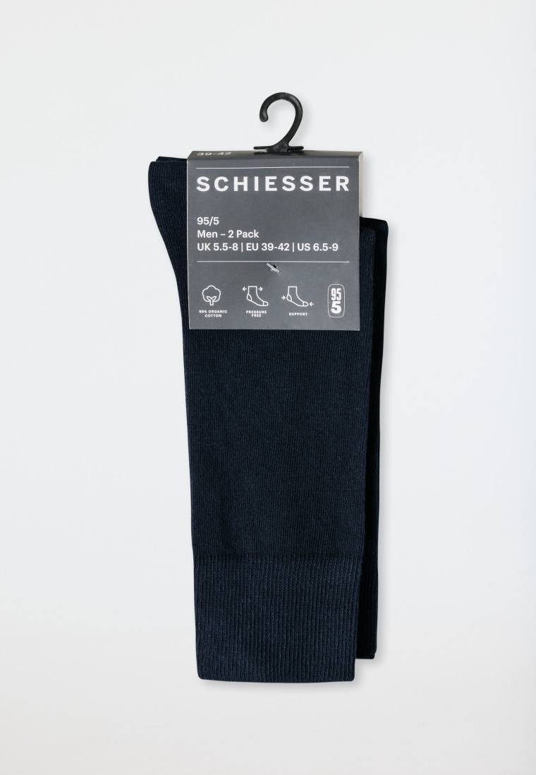 Schiesser Herrensocken 2er-Pack Organic Cotton Nachtblau - 95/5