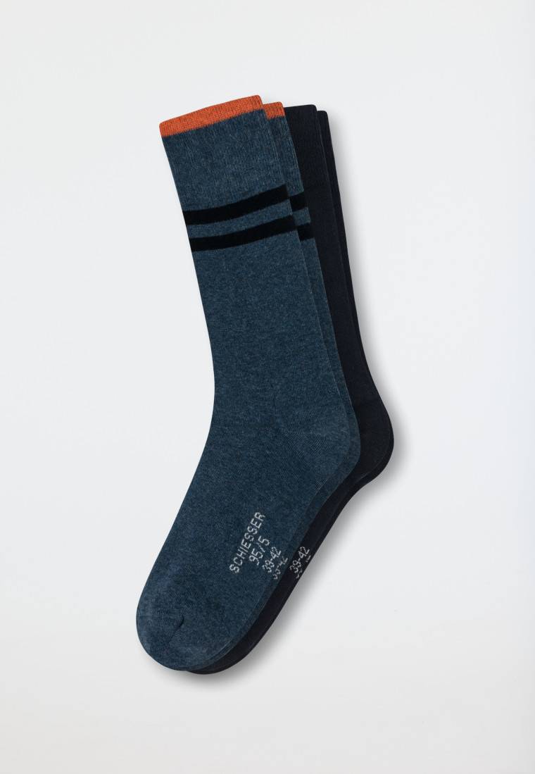 Schiesser Herrensocken 2er-Pack Organic Cotton Nachtblau/grünblau - 95/5