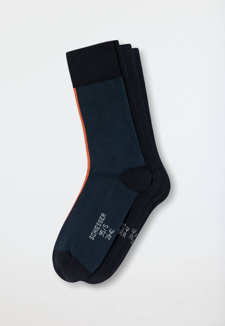 Schiesser Herrensocken 2er-Pack Organic Cotton Nachtblau/grünblau - 95/5