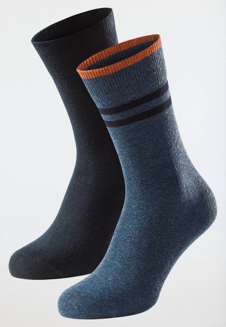 Schiesser Herrensocken 2er-Pack Organic Cotton nachtblau/grünblau - 95/5