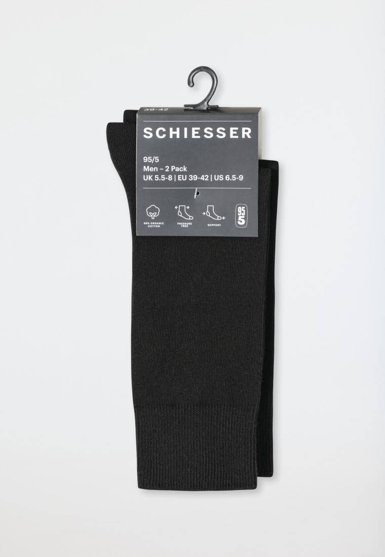 Schiesser Herrensocken 2er-Pack Organic Cotton Schwarz - 95/5