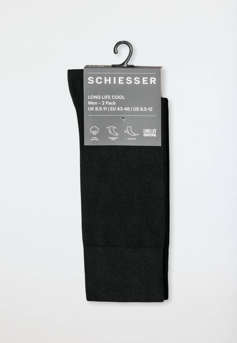 Schiesser Herrensocken 2er-Pack Schwarz - Long Life Cool