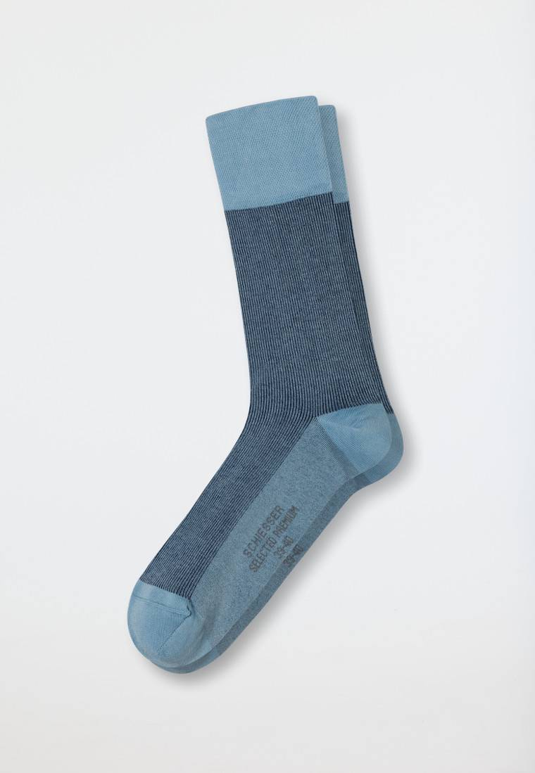Schiesser Herrensocken Merzerisierte Baumwolle Gerippt Jeansblau - Selected! Premium