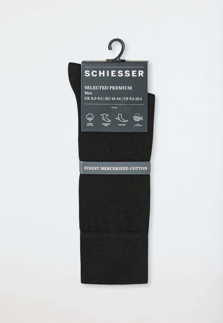 Schiesser Herrensocken Merzerisierte Baumwolle Schwarz - Selected! Premium