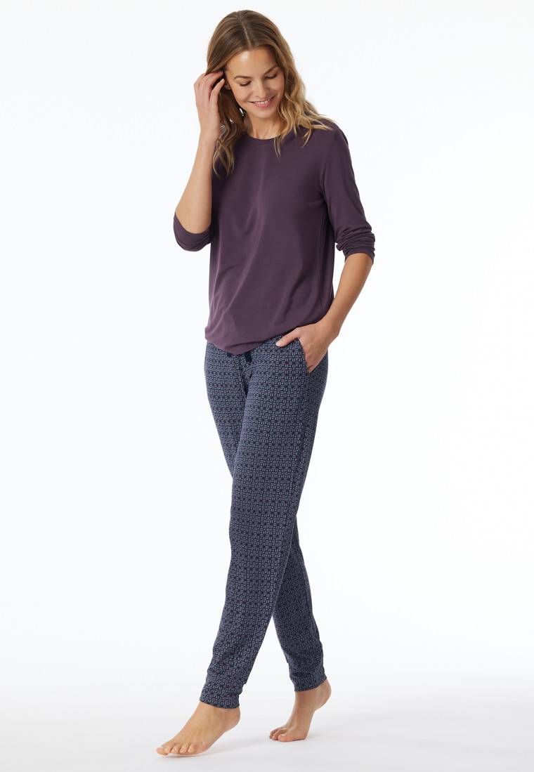 Schiesser Hose lang Bündchen multicolor floral gemustert - Mix+Relax