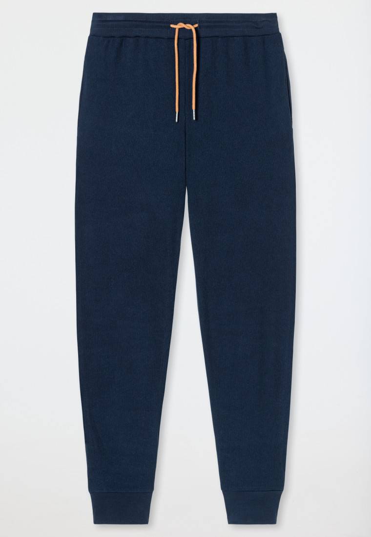 Schiesser Hose Lang Doppelripp Bündchen Nachtblau - Mix+Relax