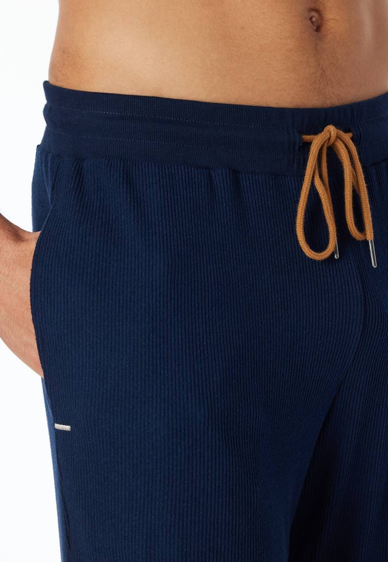 Schiesser Hose Lang Doppelripp Bündchen Nachtblau - Mix+Relax