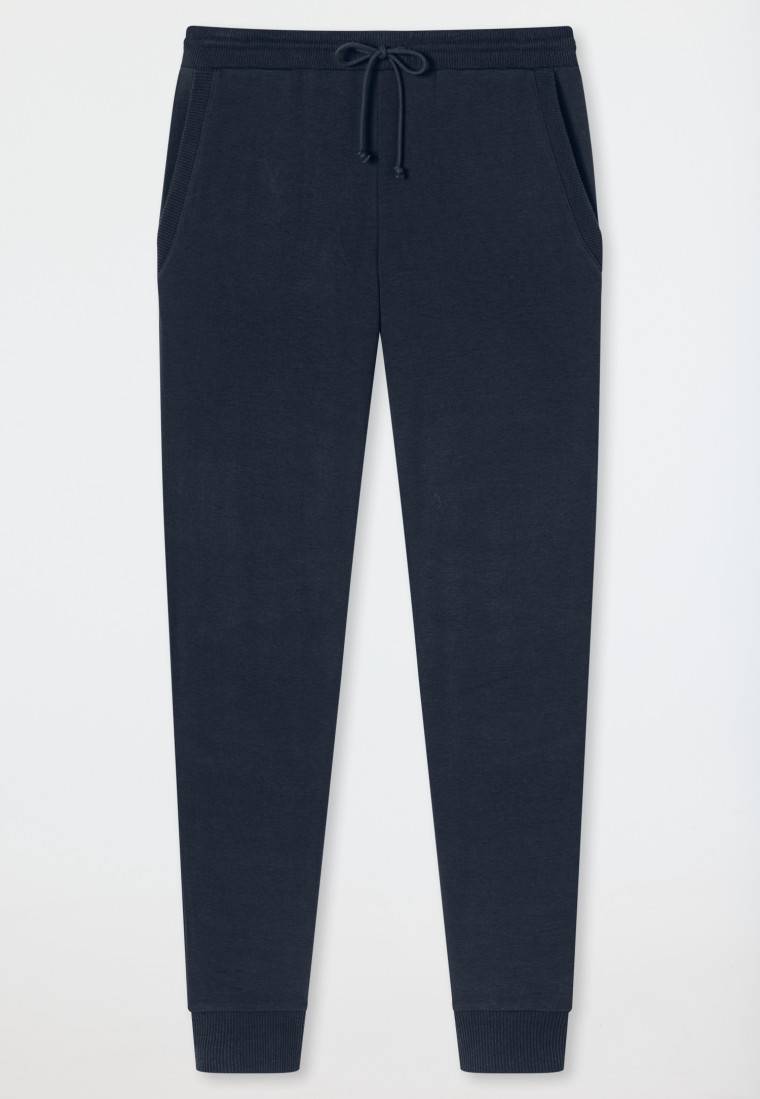 Schiesser Hose Lang Feinripp Bündchen Nachtblau - Mix+Relax