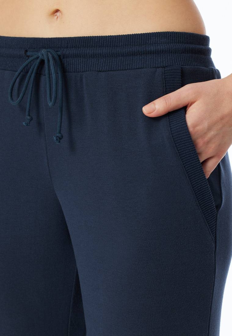 Schiesser Hose Lang Feinripp Bündchen Nachtblau - Mix+Relax