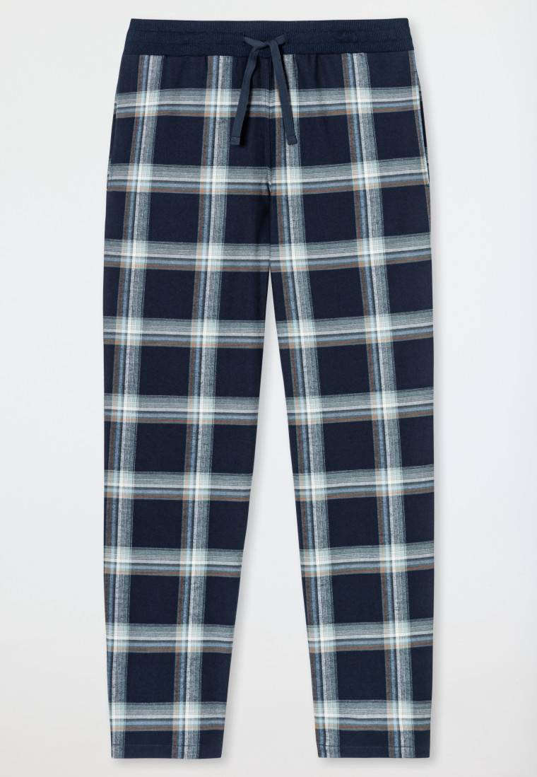 Schiesser Hose Lang Flanell Karos Nachtblau - Mix+Relax