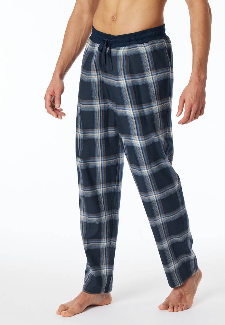 Schiesser Hose Lang Flanell Karos Nachtblau - Mix+Relax