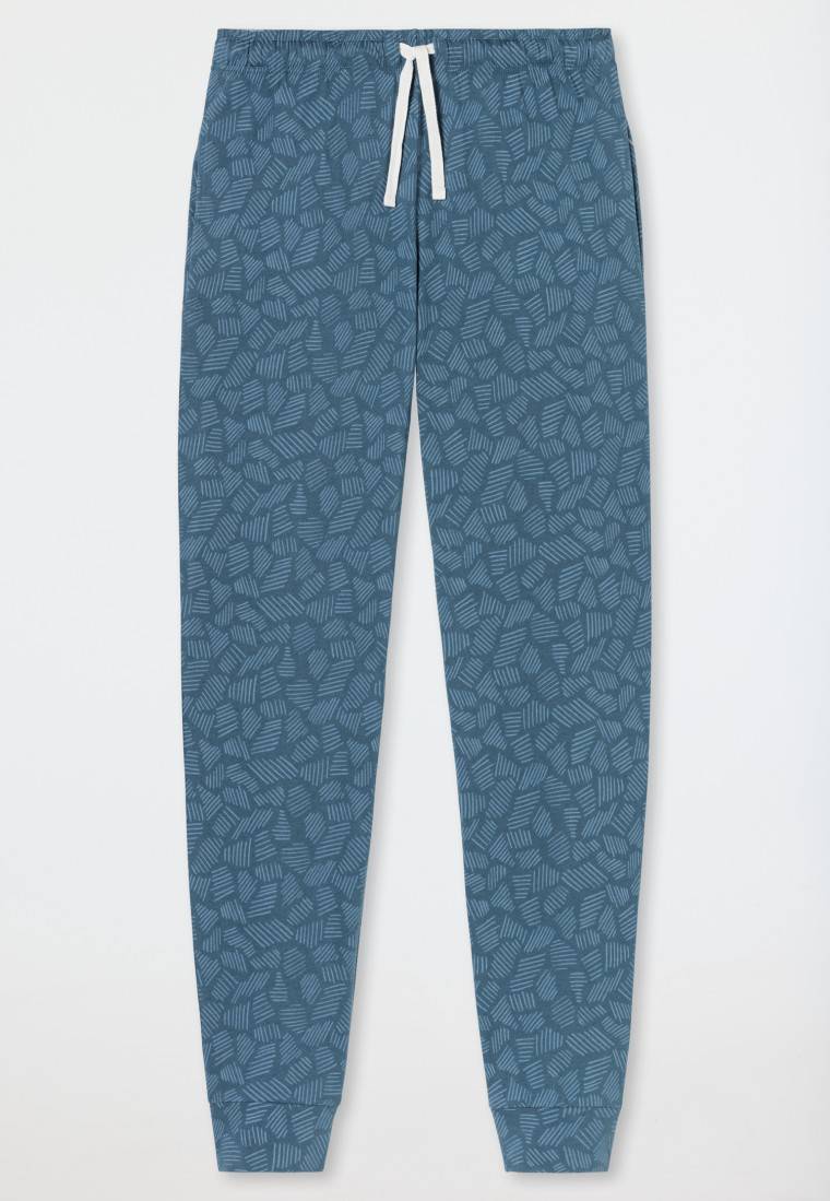 Schiesser Hose Lang Jersey Bündchen Jeansblau Gemustert - Mix+Relax