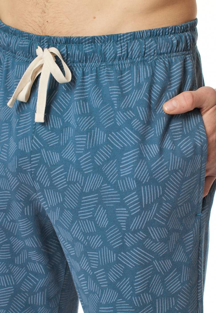 Schiesser Hose Lang Jersey Bündchen Jeansblau Gemustert - Mix+Relax