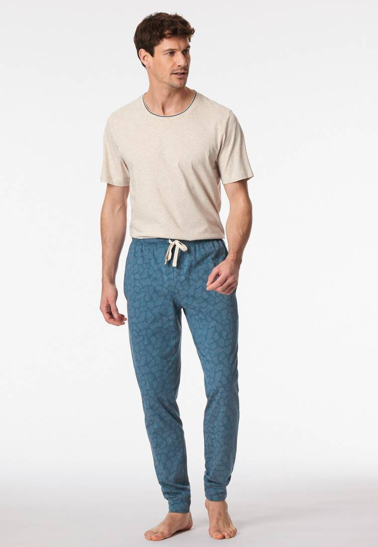 Schiesser Hose lang Jersey Bündchen jeansblau gemustert - Mix+Relax