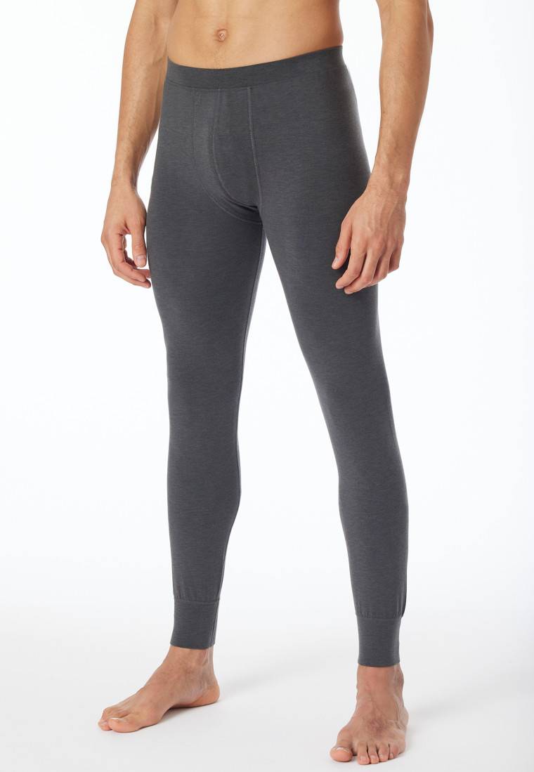 Schiesser Hose Lang Wärmend Dunkelgrau Meliert - Casual Warming