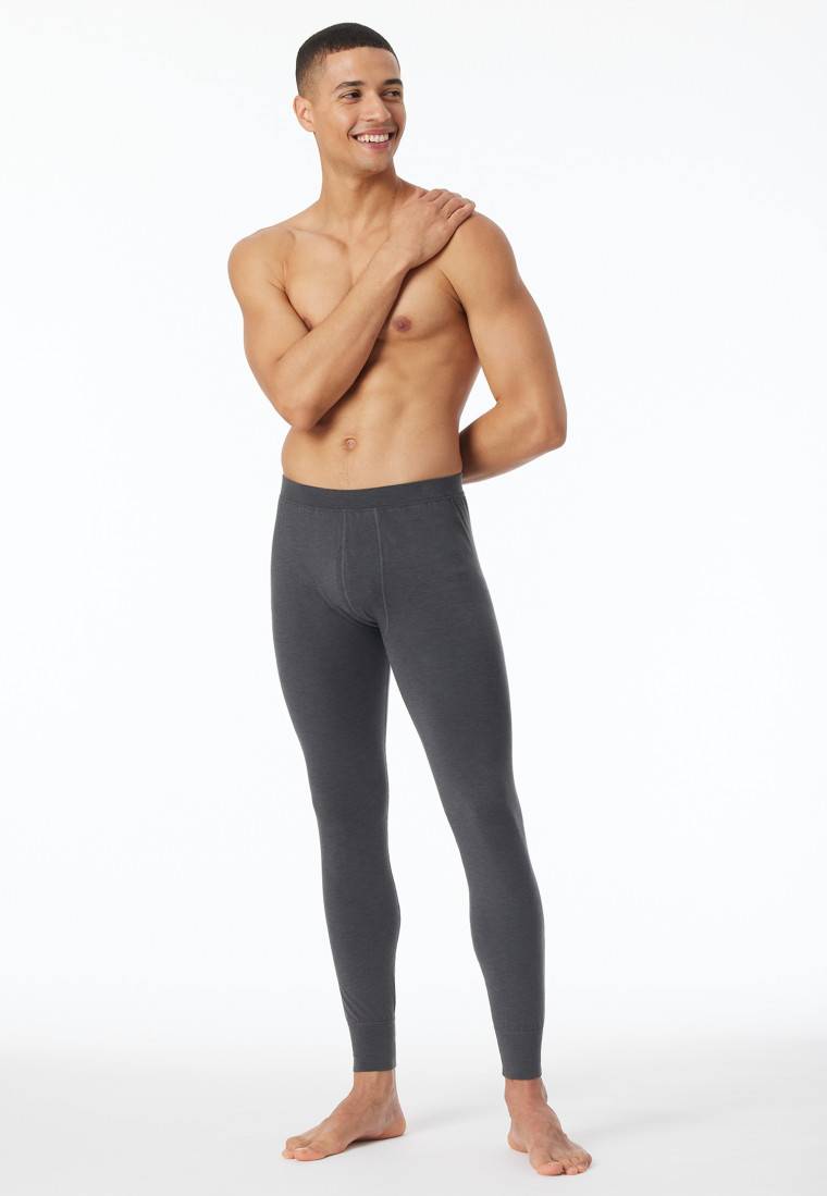 Schiesser Hose lang wärmend dunkelgrau meliert - Casual Warming