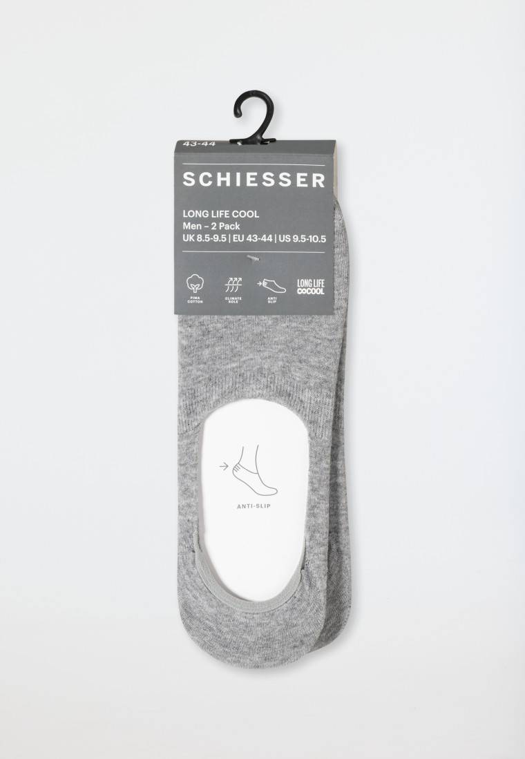 Schiesser Inshoe-Herrensocken 2er-Pack Silbergrau Meliert - Long Life Cool