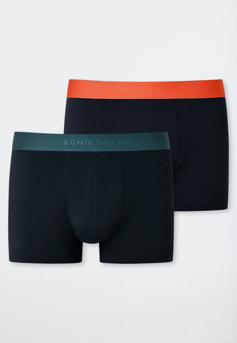 Schiesser Long-Shorts 2er-Pack Organic Cotton Webgummibund Mehrfarbig - 95/5