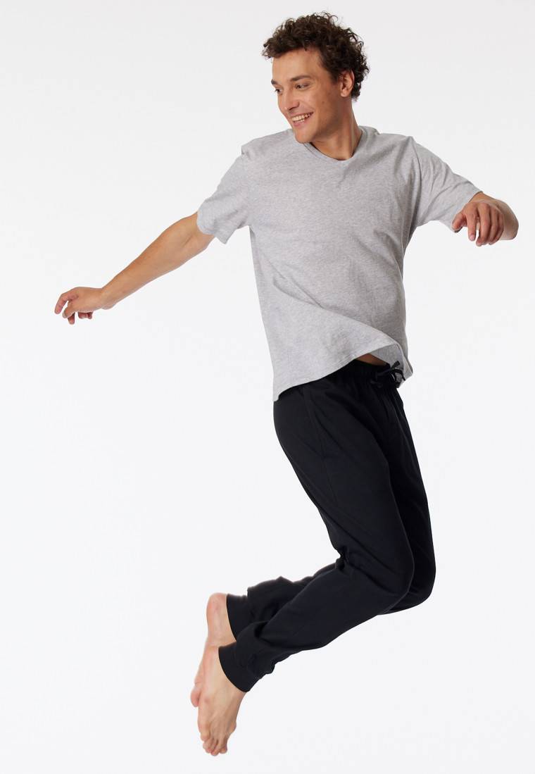 Schiesser Loungehose lang Jersey Bündchen schwarz- Mix+Relax