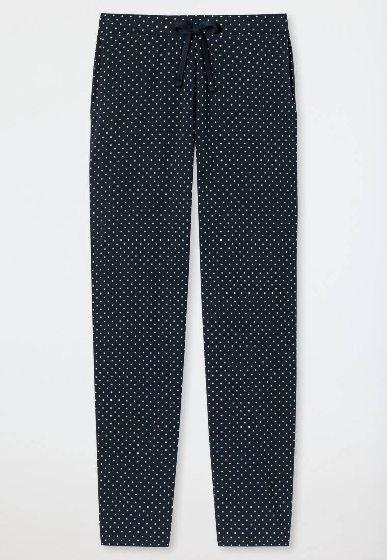 Schiesser Loungehose Lang Jersey Punkte Dunkelblau Gemustert - Mix+Relax