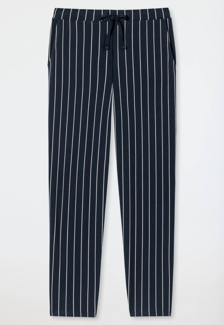 Schiesser Loungehose Lang Jersey Streifen Dunkelblau Gemustert - Mix+Relax