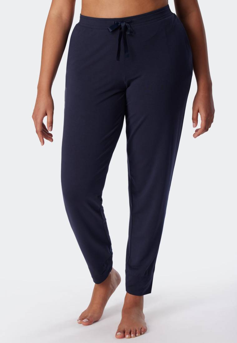 Schiesser Loungehose Lang Modal Bündchen Blau - Mix+Relax